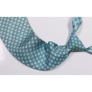 Gianni Versace Vintage 90s Green Sky Blue Geometric Print Silk Necktie Tie